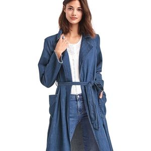 NWT Gap Long Belted Denim Jacket